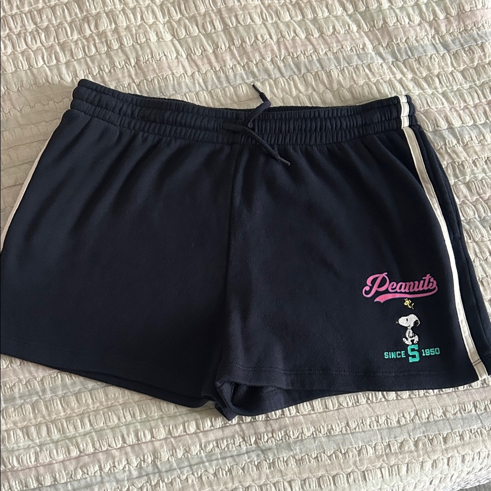 Peanuts Navy Athletic Women's Shorts with Pink Logo - Picture 6 of 6